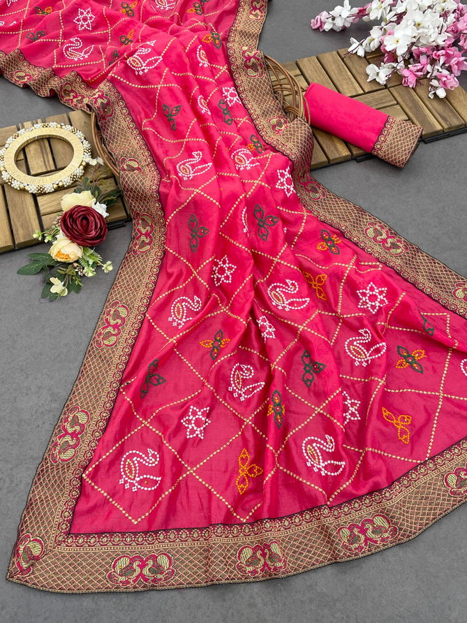 Dhruvi Designer Embroidery Vichitra Silk Sarees Wholesale Market In Surat